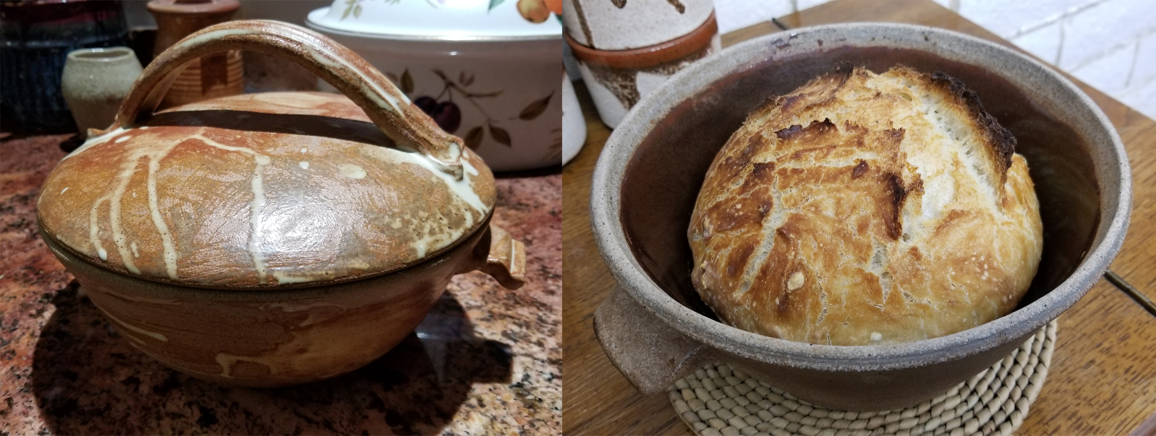 Baked bread made in one of Luke's ceramic bread bakers.