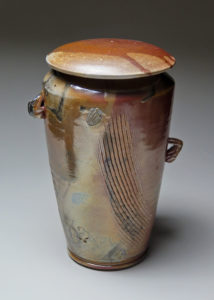 Wood fired lidded jar by Luke Metz